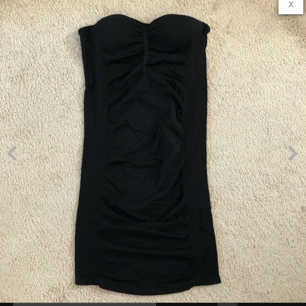 Black Strapless Seamless Ruched Slip Dress M/L